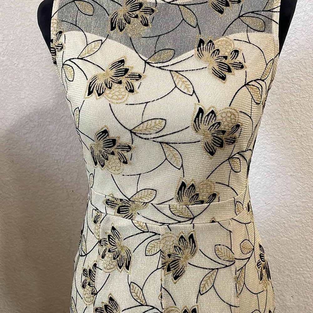 CANDALITE PETITE Gold Floral Party Dress - Picture 7 of 8